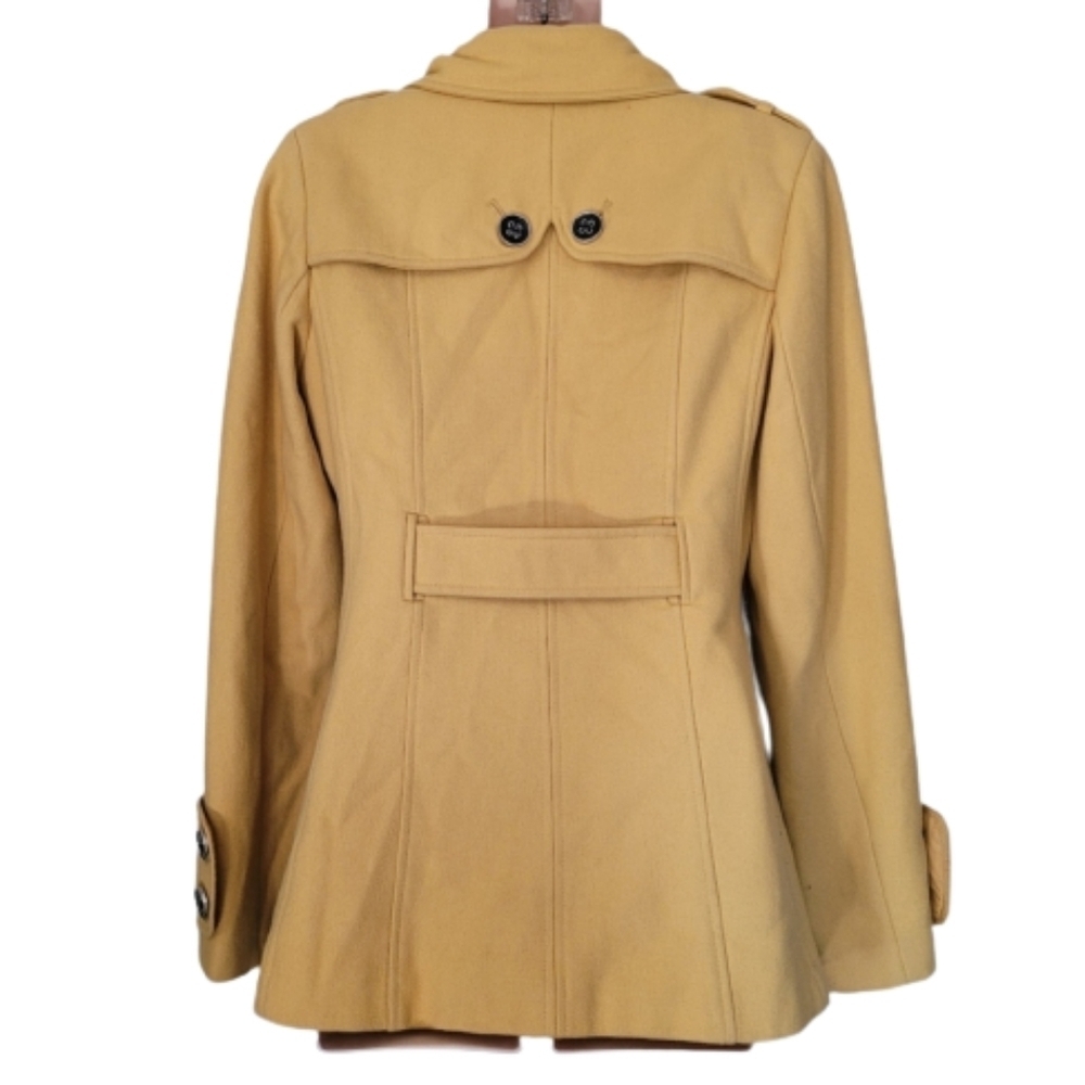Green With Envy Mustard Yellow Wool Pea Coat Jacket Size Women's Small - Picture 2 of 15